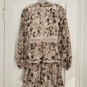 True Decadence Stone Paisley Floral Sleeve Mini Dress